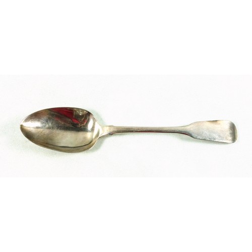 497 - George IV silver Fiddle Pattern table spoon, by Hyam Hyams, London, 1823; Late Victorian Albany Patt... 