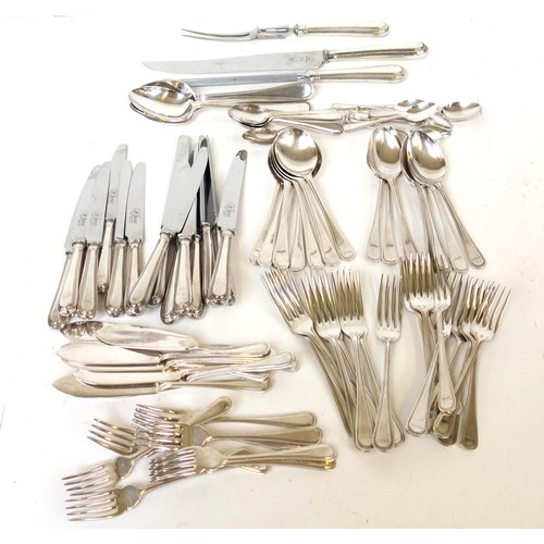 501 - Near complete canteen of silver plated bead pattern cutlery, of 83 pieces for 8 settings comprising ... 