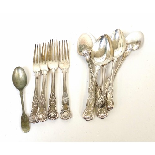 501 - Near complete canteen of silver plated bead pattern cutlery, of 83 pieces for 8 settings comprising ... 