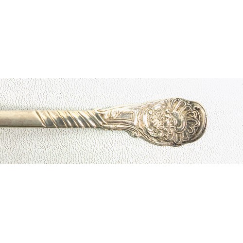 505 - Pair of George III Scottish silver berry spoons, each with an embossed gilt bowl and handles with ch... 