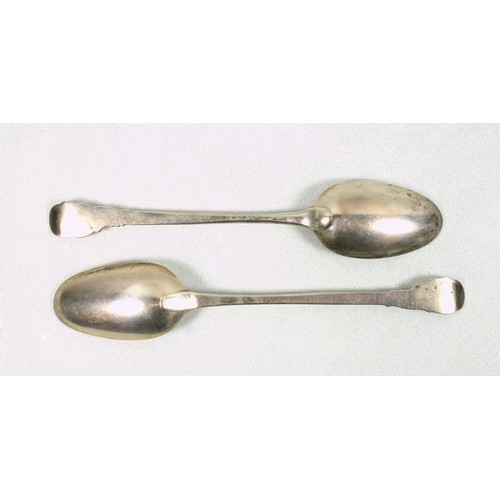 505 - Pair of George III Scottish silver berry spoons, each with an embossed gilt bowl and handles with ch... 