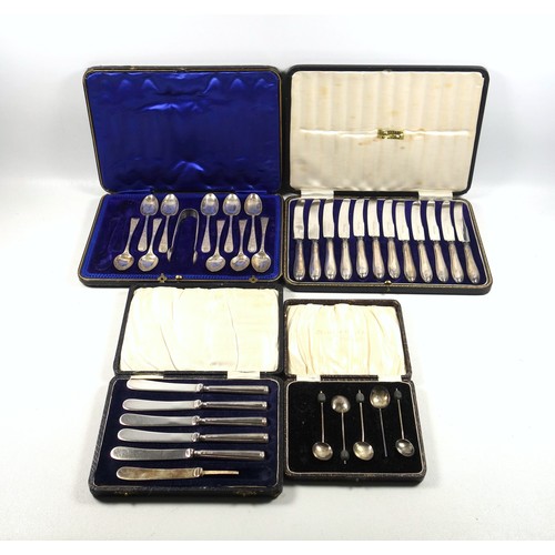 511 - Set of 9 Edwardian coffee spoons and a pair of sugar tongs, each with 