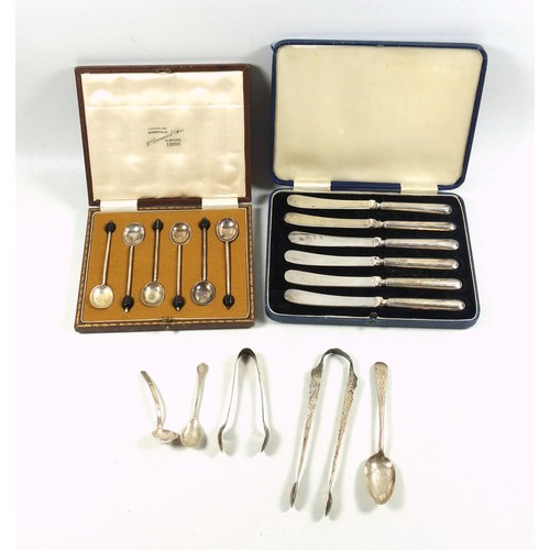 517 - Set of 6 George V silver bean top coffee spoons, by Cooper Brothers & Sons, Sheffield, 1923, cased; ... 