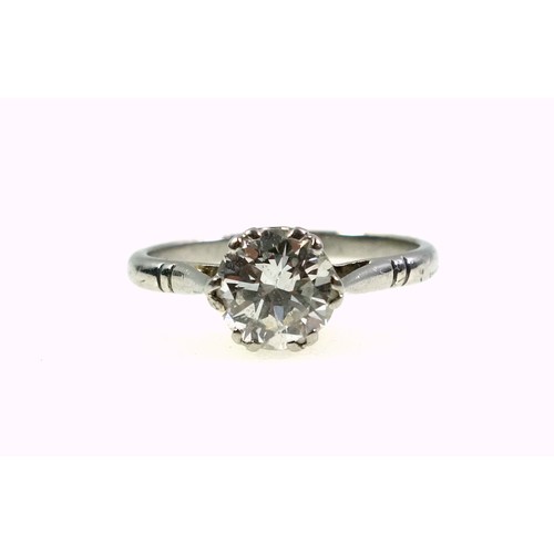 533 - White metal ring set diamond, 0.94ct. approx., 2.9grs