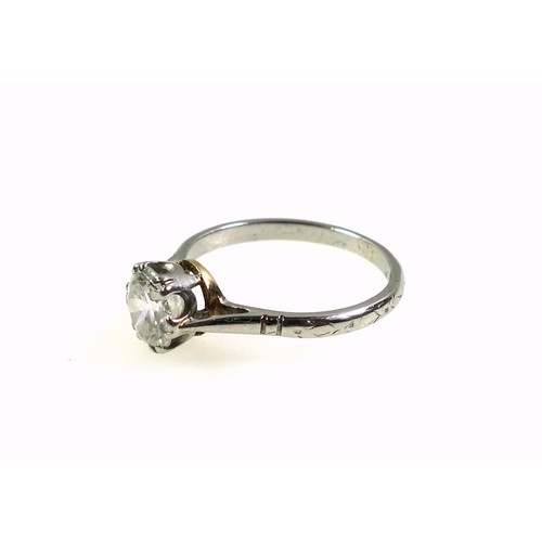 533 - White metal ring set diamond, 0.94ct. approx., 2.9grs