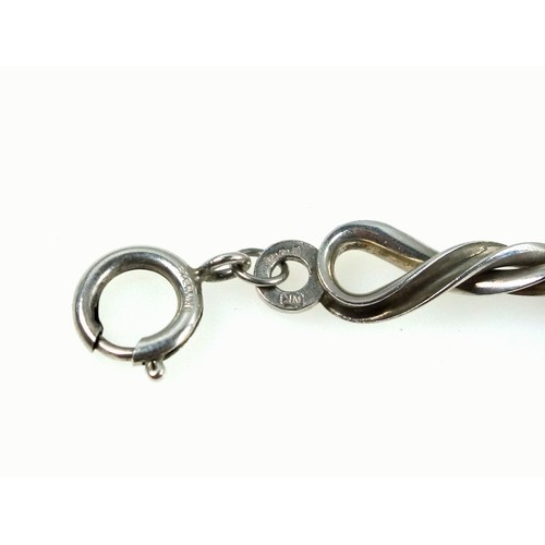 544 - Continental silver twisted chain link necklace, stamped 'Brev', London import marks for 1975, length... 