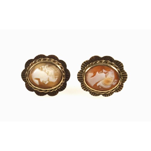 546 - Pair of 15ct gold cameo stud earrings, gross 4.4grs, five 9ct gold ball stud earrings, 3 pearl earri... 