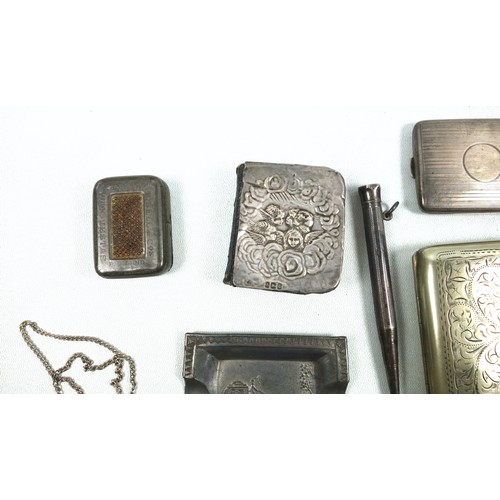 547 - Silver bookmatch case, by D. Bros, Birmingham 1922, silver threepenny piece bracelet, Indian 2 Annas... 