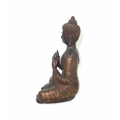 686 - Chinese bronze figure of Buddha, possibly Late Ming Dynasty, 17th Century, seated in Vajrasana with ... 