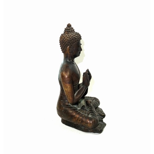 686 - Chinese bronze figure of Buddha, possibly Late Ming Dynasty, 17th Century, seated in Vajrasana with ... 