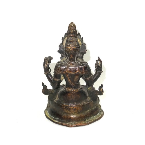 695 - 18th Century Tibetan bronze figure of the bodhisattva Chaturbhuja Lokesvara, seated in Vajrasana on ... 