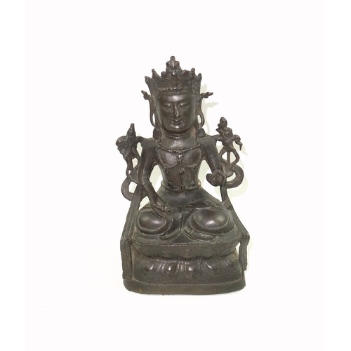 700 - 18th Century Chinese figure of the Bodhisattva Guanyin, seated in Vajrasana on a double lotus throne... 