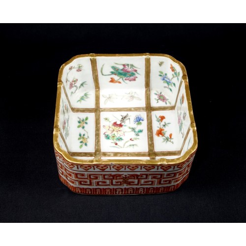 708 - Chinese porcelain brush washer, Daoguang Period (1820-1850), of square form with rounded inverted co... 