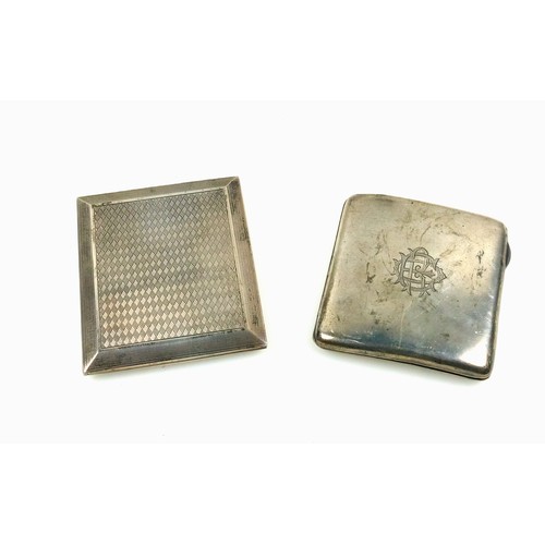 522 - George V silver engine turned cigarette case with sliding hinge, by Goldsmiths & Silversmiths Co., L... 