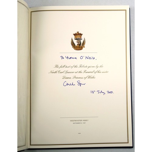 434 - Diana, Princess of Wales interest, signed limited edition of the tribute given by Charles Spencer at... 