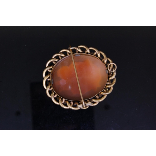 42 - ANTIQUE CARVED SHELL CAMEO, depicting 2 woman an owl and an eagle on a cloud with crescent moon and ... 