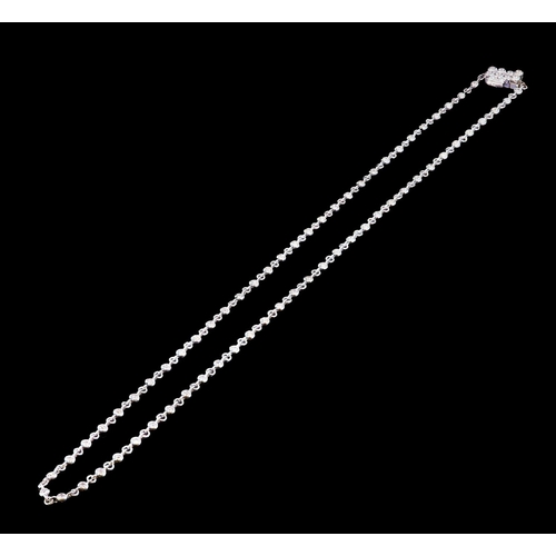 30 - DIAMOND LINK NECKLACE, in 18-ct white gold. The links set with a diamond and 8 diamonds on the clasp... 