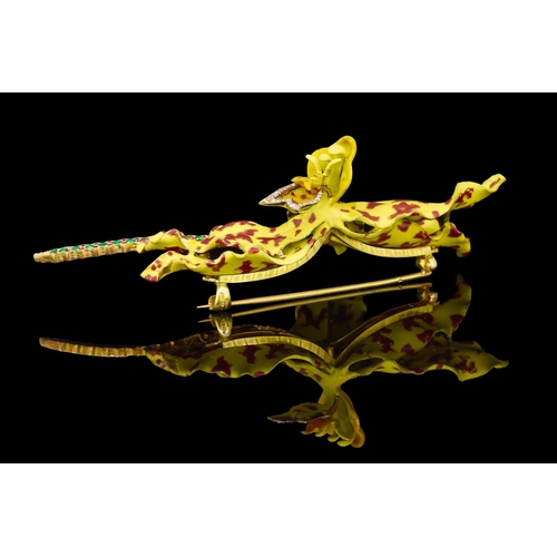 273 - TIFFAN& CO, IMPORTANT ENAMELED AND JEWELLED ORCHID BROOCH, designed by Paulding Farnham, based on a ... 