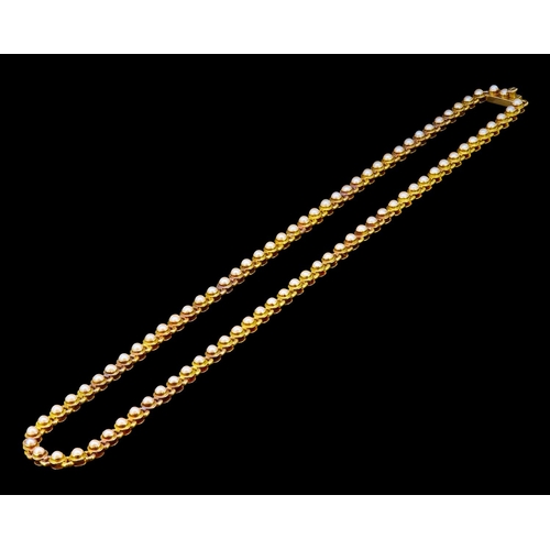 78 - PEARL LINK NECKLACE, the links each set with a pearl. L. 44 cm. 25.2 grams.