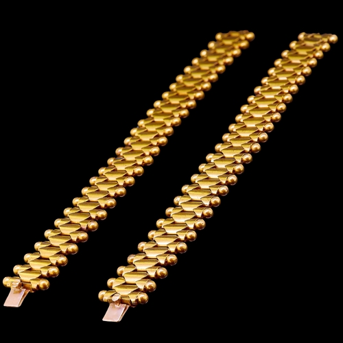 57 - PAIR OF 19TH CENTURY FANCY LINK BRACELETS, the bracelets can link together as a necklace. L. 18.2 cm... 