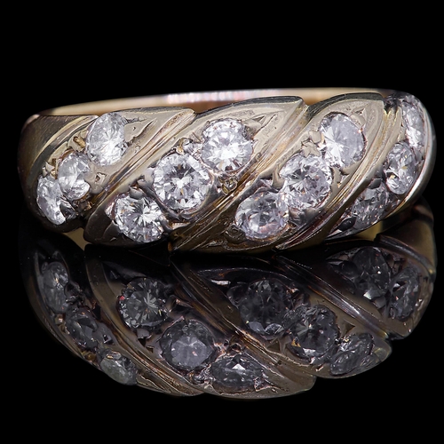 9 - DIAMOND DRESS RING, set with 12 diamonds totalling approx. 0.60 ct. Size L 1/2. 4.5 grams.