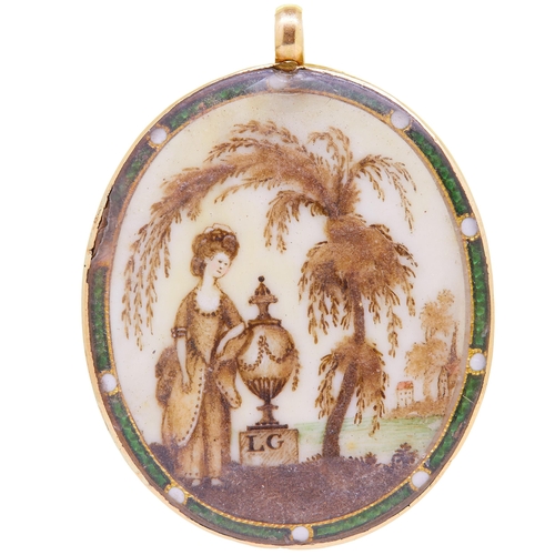 121 - ANTIQUE MEMORI PORTRAIT MINIATURE LOCKET, one side of the locket with a painted portrait miniature o... 