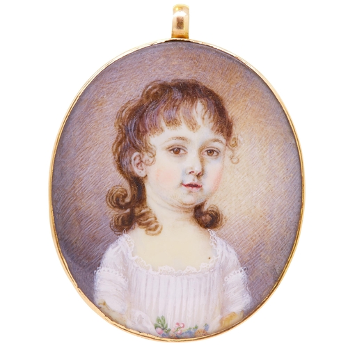 121 - ANTIQUE MEMORI PORTRAIT MINIATURE LOCKET, one side of the locket with a painted portrait miniature o... 