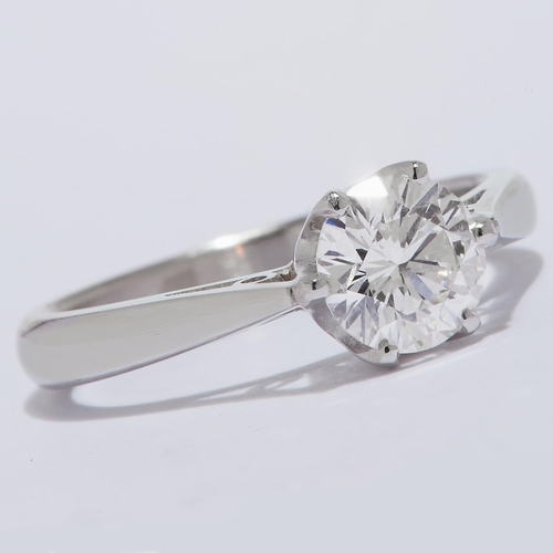 160 - IMPORTANT DIAMOND SOLITAIRE RING, in platinum. Set with a diamond of 1.03 ct. Size M. 5.5 grams.