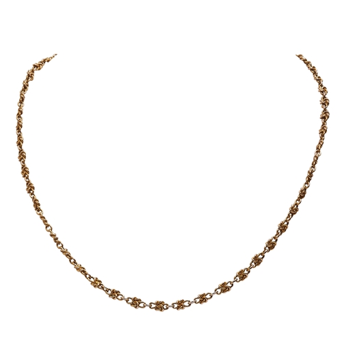 95 - FANCY LINK NECKLACE, in 19 ct. gold. The links of knotted design. L. 39 cm. 7.9 grams.