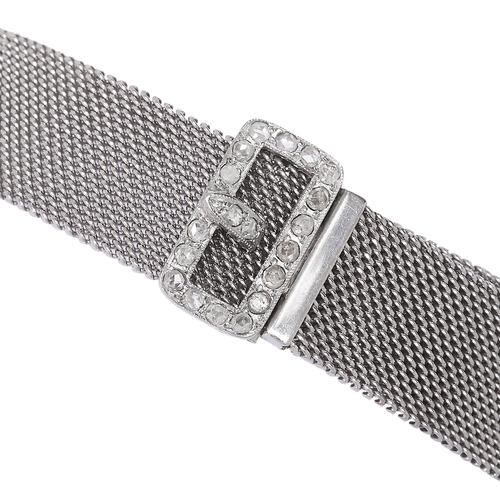 165 - ART-DECO DIAMOND AND SAPPHIRE WRISTWATCH, set with diamonds totalling approx. 2 ct. 27.3 grams.