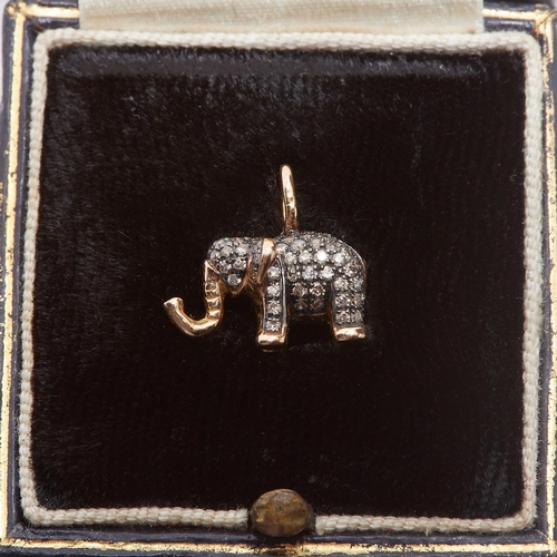 72 - ELEPHANT DIAMOND PENDANT, The pendant set with diamonds. L. 1.3 cm. 3.1 grams. With fitted box.