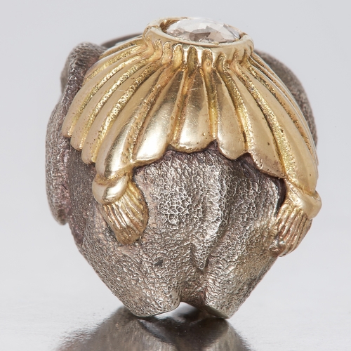 50 - FABERGE, DIAMOND ELEPHANT PENDANT. Designed as an elephant, the body with relief design. Set with a ... 