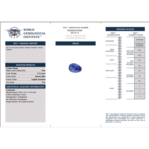 50 - IMPRESSIVE SAPPHIRE AND DIAMOND CLUSTER RING. In 18 ct. gold and platinum. Set with a large intense ... 