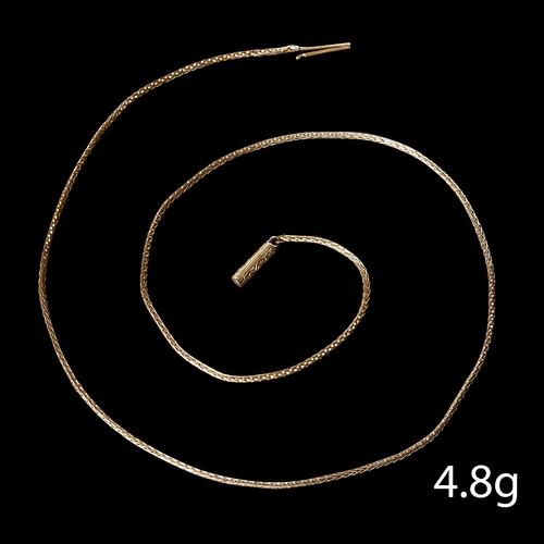 178 - ANTIQUE GOLD CHAIN. snake link. with a fine decorated clasp. L 45 cm. 5.5 grams.