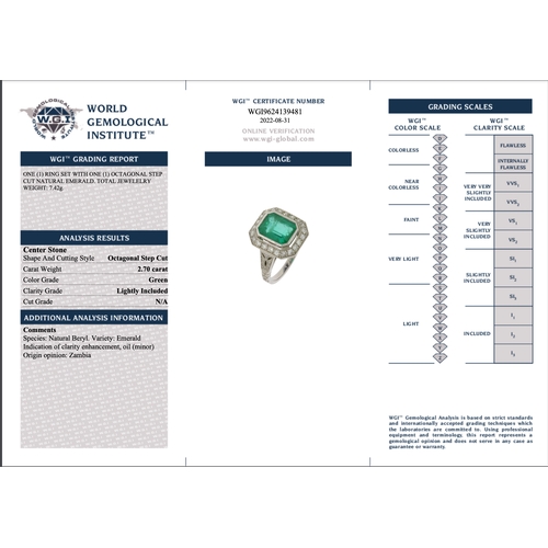 4 - ART DECO EMERALD AND DIAMOND RING
Platinum
Center emerald 2.70 ct. no abrasions, rich and vibrant
Ce... 