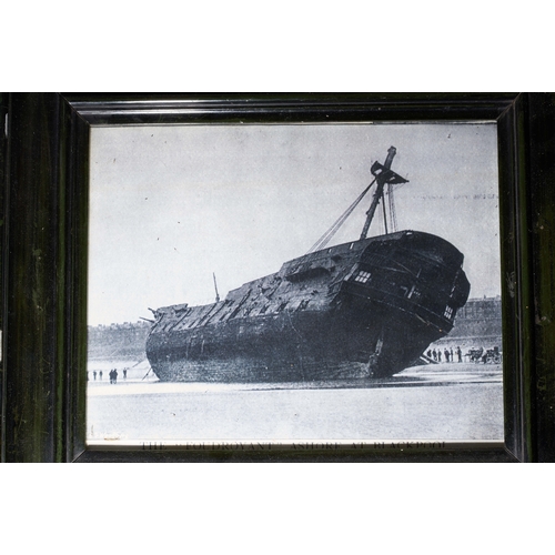 98 - 2 PICTURES OF AN OLD SHIP. (largest approx. 34.5 x 29.5 cm. including frame.)