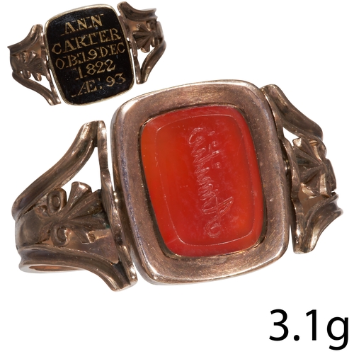 127 - RARE GEORGIAN GOLD SWIVEL INTAGLIO SEAL RING
one side with a carved intaglio seal reading Amitie.
Th... 