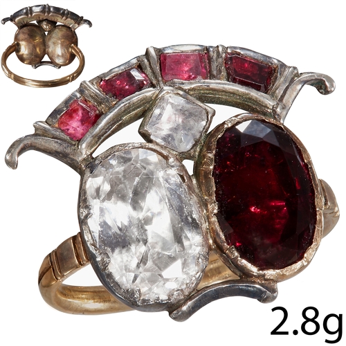 28 - 18th CENTURY GEORGIAN DOUBLE HEART RING
In high carat gold. 
Size G.
2.8 grams.
Fine example of geor... 