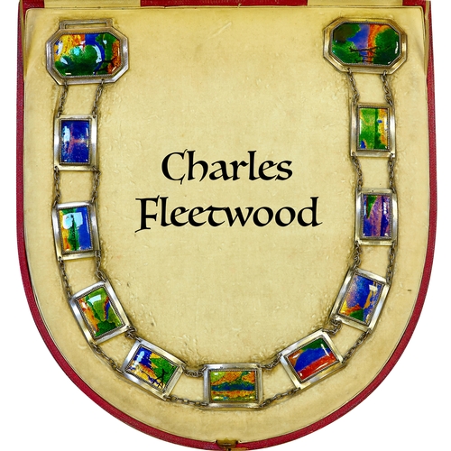 7 - CHARLES FLEETWOOD VARLEY (attributed to) IMPORTANT ENAMEL PANEL BELT, 
consisting of 11 enamel panel... 