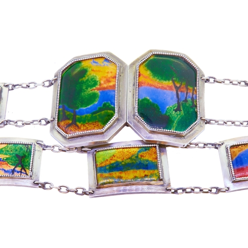 7 - CHARLES FLEETWOOD VARLEY (attributed to) IMPORTANT ENAMEL PANEL BELT, 
consisting of 11 enamel panel... 