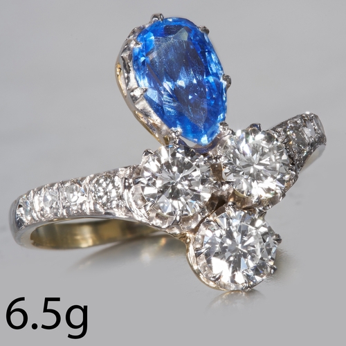 108 - SAPPHIRE AND DIAMOND UP-FINGER RING
High carat gold and platinum.
Blue sapphire of approx. 1.71 ct.
... 