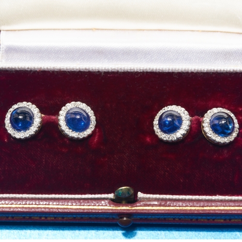 57 - EXQUISITE PAIR OF ANTIQUE SAPPHIRE AND DIAMOND CUFFLINKS.
18 ct. gold. French.
Each link with a fine... 