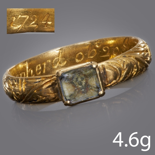 123 - RARE EARLY GEORGIAN MEMORI SKULL RING, 1724.
High carat gold.
Skull under the Stuart crystal Glass.
... 