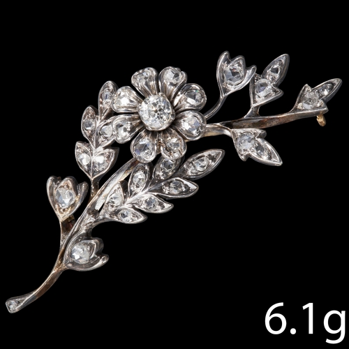 130 - VICTORIAN DIAMOND SPRAY BROOCH
bright and lively diamonds, in our opinion I-SI 
L. 4.8 cm. 
6.1 gram... 