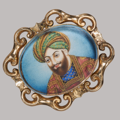 170 - HISTORIC MINIATURE PAINTING OF WAZIR AKBAR KHAN,
High carat gold.
Finely painted portrait including ... 