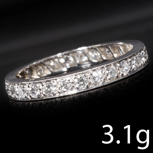 84 - DIAMOND FULL ETERNITY RING,
18 ct. gold.
Diamonds bright and lively.
Size Q 1/2.
3.1 gams.