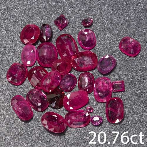 148 - LOT OF MIXED CUT RUBIES,
Totalling approx. 20.76 ct.