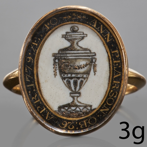 141 - RARE 18TH CENTURY ENAMEL RING,
3 gram, testing 18 ct. gold.
Fine multi colour enamel depicting a vas... 