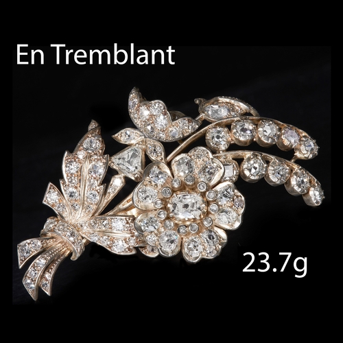 185 - ANTIQUE VICTORIAN DIAMOND 'EN TREMBLANT' SPRAY BROOCH, 
Diamonds totalling approx. 9 ct. H-I colour,... 