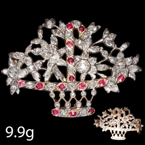 238 - ANTIQUE GEORGIAN RUBY AND DIAMOND GIARDINETTO BROOCH
Bright and lively diamonds, vibrant rubies
The ... 